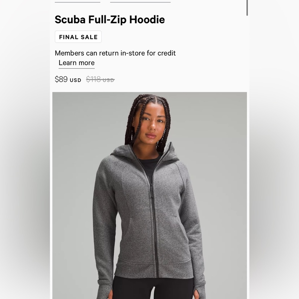 Lululemon scuba full zip